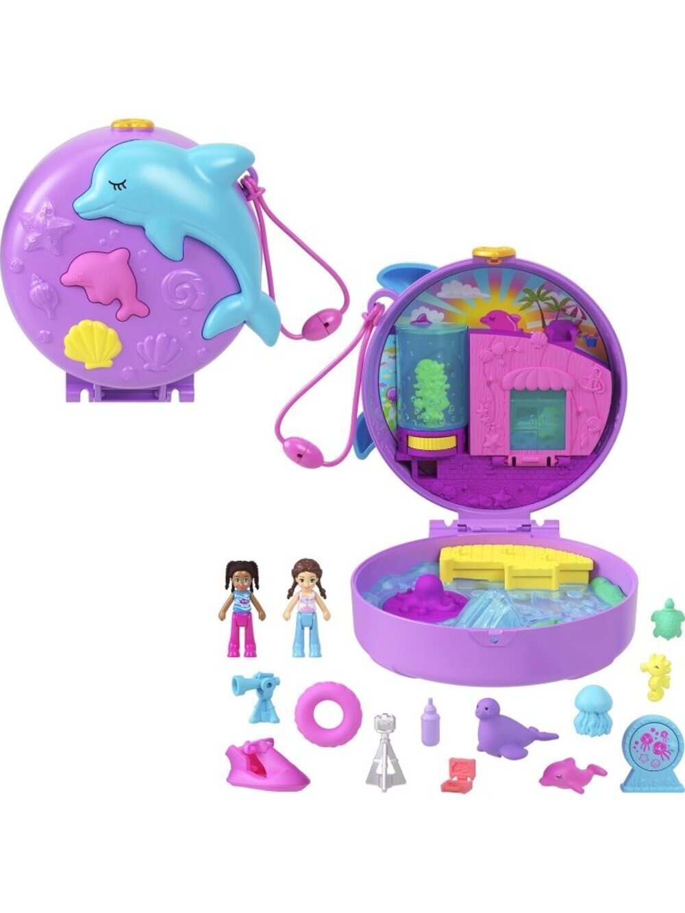 New Polly Pocket Dolphin Rescue & Play Compact Girls Toy Set